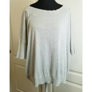 Cabi Gray Pullover Sweater Dolman Sleeves Silk Blend Boat Neck Size M - NWOT